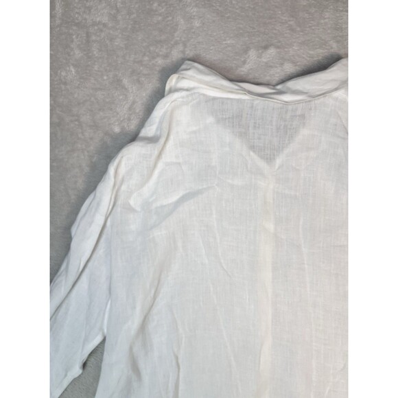 Eileen Fisher Long Sleeve Irish Linen Button Down Shirt White Sz L Lagenlook - Picture 10 of 10